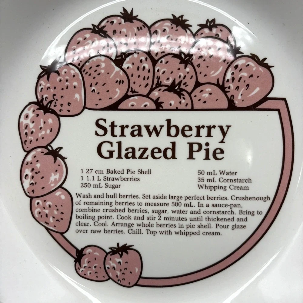 Strawberry Glazed Pie Recipe Pie Plate Ceramic C. E. Springer 10.5 